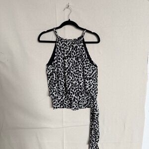 INC International Concepts Womens Halter Top Animal Print Black White‎ Medium